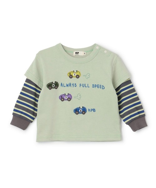 やす　ファミリア長袖Tシャツ車アップリケ　GY 　110 やす ファミリア長袖Tシャツ車アップリケ GY 110 やす様専用