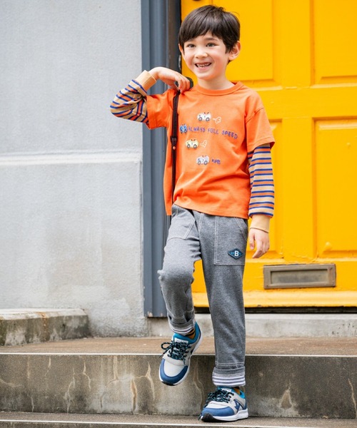 KP BOY（ケーピーボーイ） tシャツ 車アップリケ レイヤード風長袖T