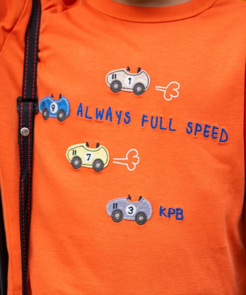 KP BOY（ケーピーボーイ） tシャツ 車アップリケ レイヤード風長袖T