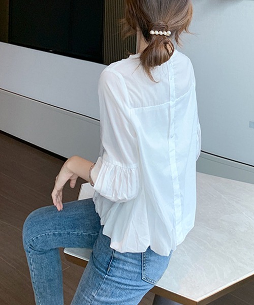 「junoah」 7分袖ブラウス LARGE ホワイト レディース_画像4