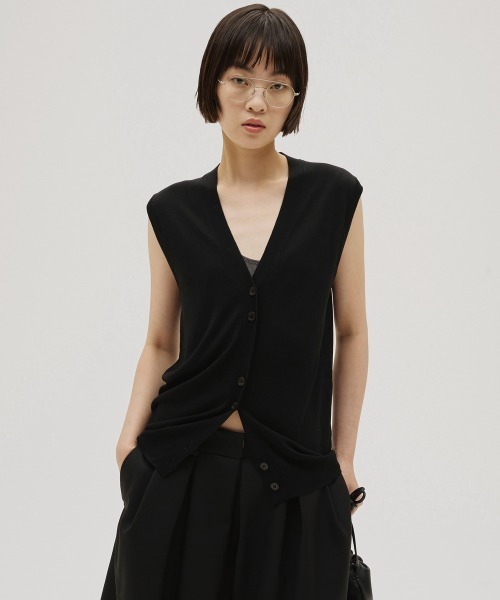 ベスト ジレ Tencelsilk Knit Vest レディースの画像