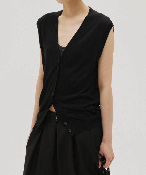 ベスト ジレ Tencelsilk Knit Vest レディースの画像