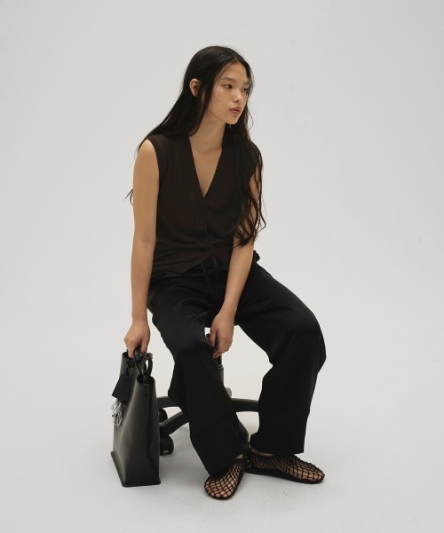 ベスト ジレ Tencelsilk Knit Vest レディースの画像