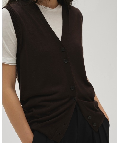 ベスト ジレ Tencelsilk Knit Vest レディースの画像