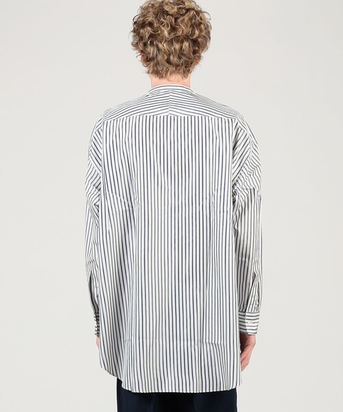 【美品】HAVERSACK ハバーサック ストライプ・シルクシャツ ブラック HAVERSACK（ハバーサック） シャツ HAVERSACK ATTIRE シルク バンド