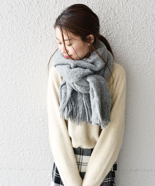 「liflattie ships」 ストール ONE SIZE ライトグレー レディース_画像3