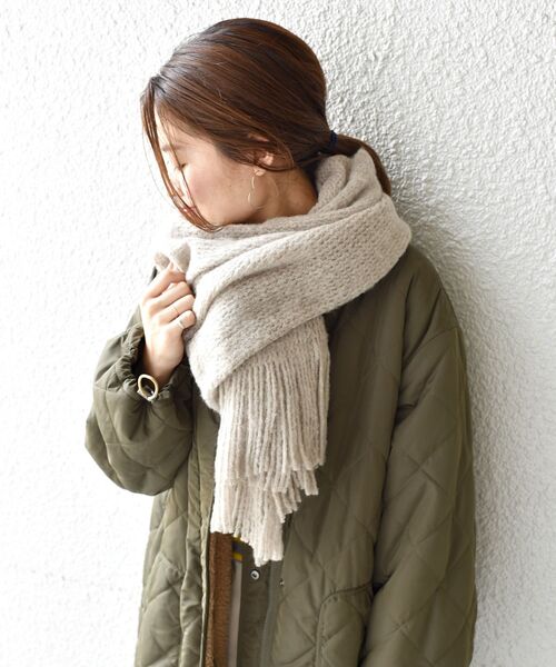 「liflattie ships」 ストール ONE SIZE ライトグレー レディース_画像7