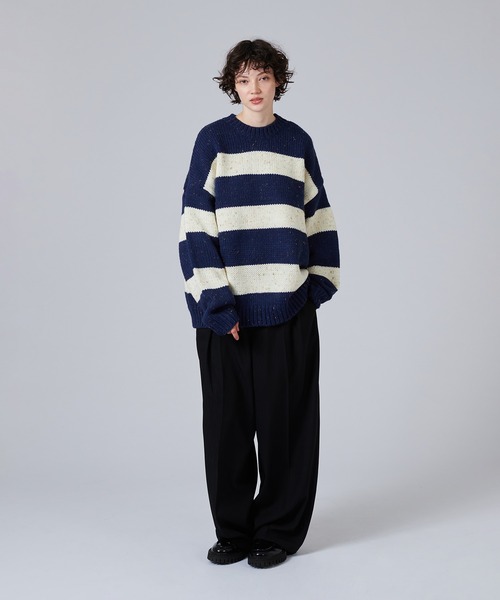 「ONCILY」 長袖ニット SMALL ネイビー メンズ_画像5