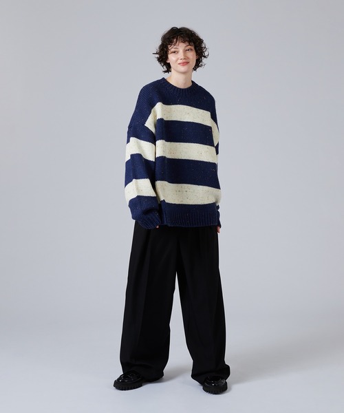 「ONCILY」 長袖ニット SMALL ネイビー メンズ_画像6