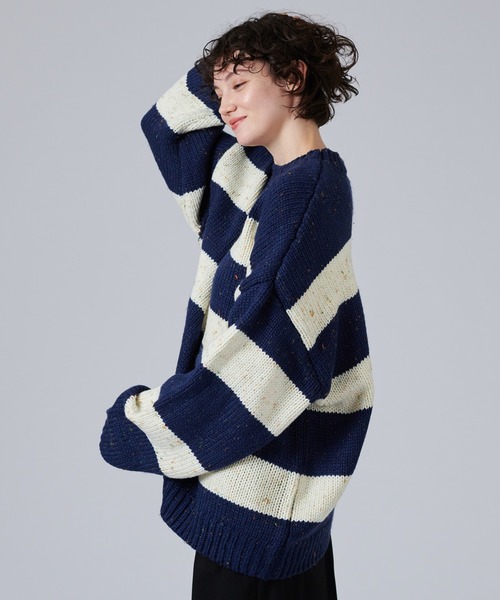 「ONCILY」 長袖ニット SMALL ネイビー メンズ_画像8