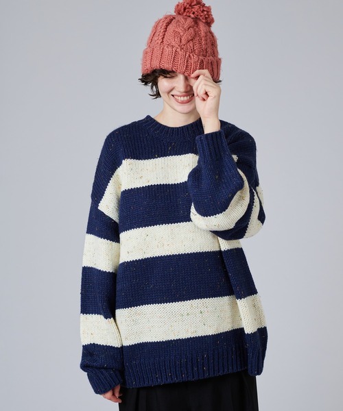 「ONCILY」 長袖ニット SMALL ネイビー メンズ_画像9