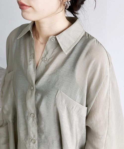 「reca」 長袖シャツ M ブラウン レディース_画像3