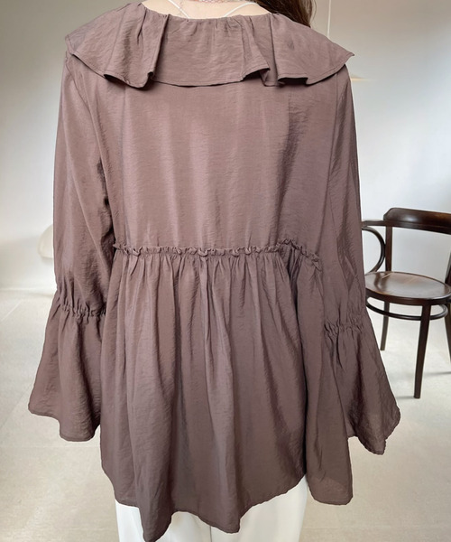 「Eclat one」 長袖ブラウス FREE チャコール レディース_画像6