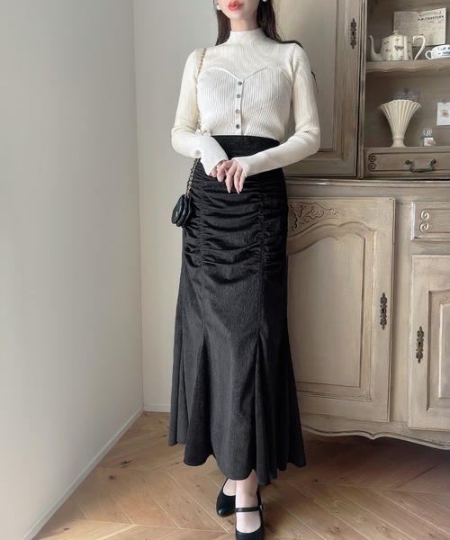 「Meiru」 スカート MEDIUM グレイッシュベージュ レディース_画像4