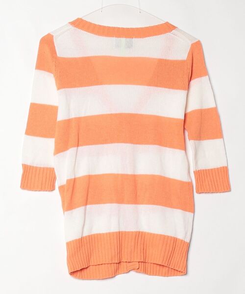 「arnold palmer timeless」 ボーダー柄7分袖ニットカーディガン 1 オレンジ レディース_画像2