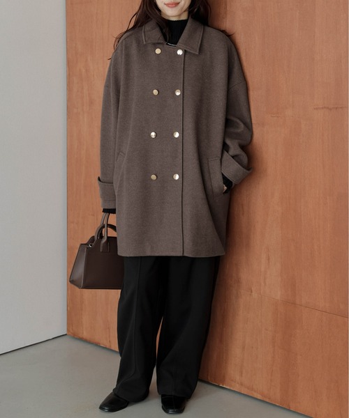 NUMBER（N）INE　黒のピーコート ダブルボタン NUMBER（N）INE 黒のピーコート ダブルボタン ブランド 品 通販