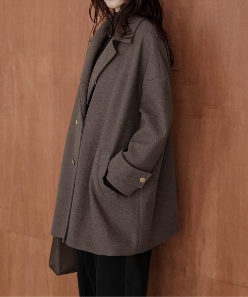 ピーコート pコート ダブルボタンウール混ピーコート レディース