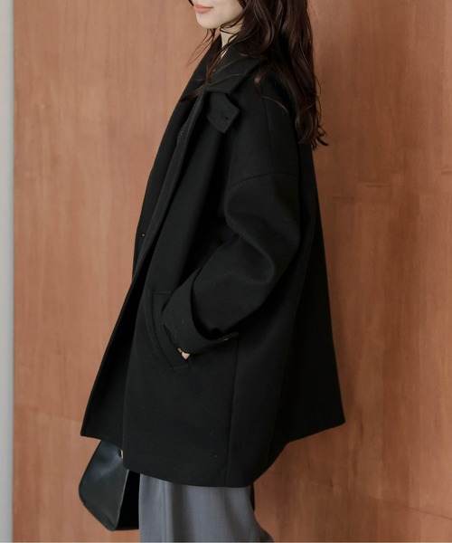 ピーコート pコート ダブルボタンウール混ピーコート レディース