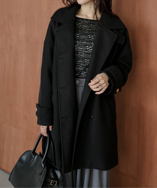 ピーコート pコート ダブルボタンウール混ピーコート レディース