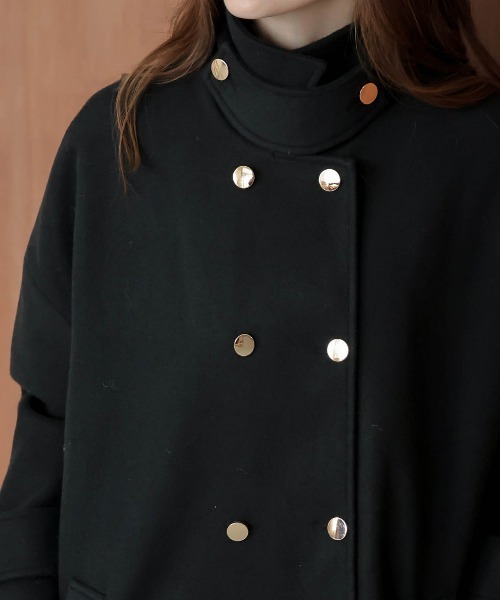 ピーコート pコート ダブルボタンウール混ピーコート レディース