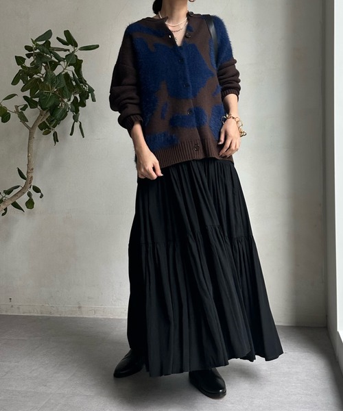 「DouDou」 ニットカーディガン FREE チャコールグレー レディース_画像3