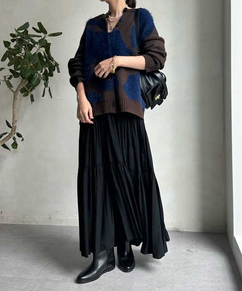 「DouDou」 ニットカーディガン FREE チャコールグレー レディース_画像4