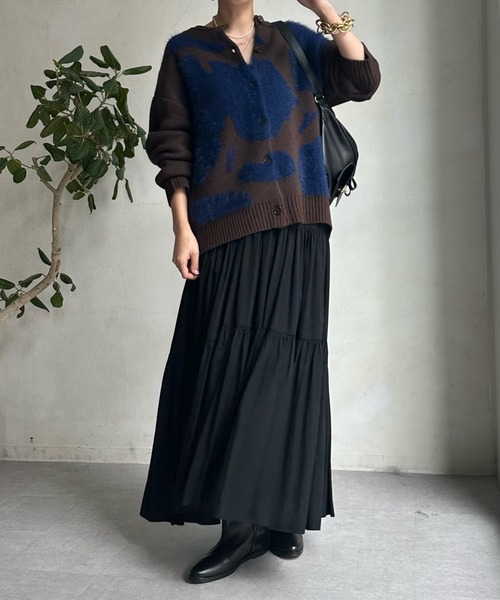 「DouDou」 ニットカーディガン FREE チャコールグレー レディース_画像5