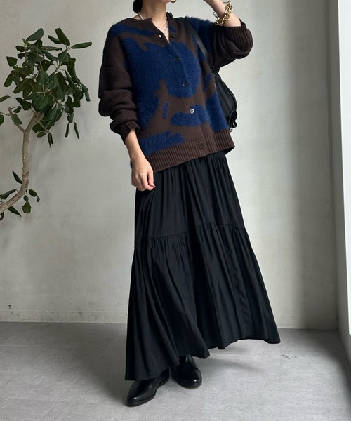 「DouDou」 ニットカーディガン FREE チャコールグレー レディース_画像6