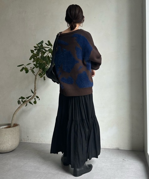 「DouDou」 ニットカーディガン FREE チャコールグレー レディース_画像7