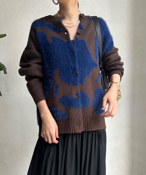 「DouDou」 ニットカーディガン FREE チャコールグレー レディース_画像8