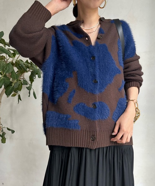 「DouDou」 ニットカーディガン FREE チャコールグレー レディース_画像9