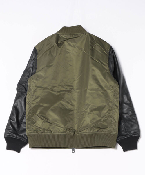 MMMM ラムレザー袖切替MA-1ブルゾン size XL 定価29700円 MMMM ma1 ma-1 「RS」「MMMM」ラムレザー袖切替MA-1ブルゾン メンズ