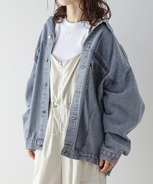 ノーカラーコート コート ビッグシルエットデニムジャケット