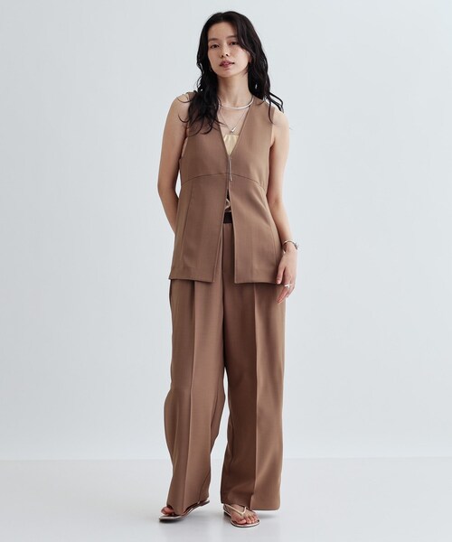 「GALLEST」 ベスト 40 キャメル レディース_画像9