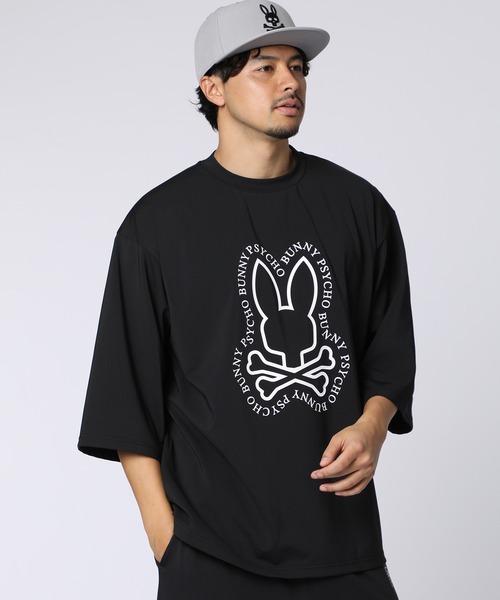pyon._.p0yo　コラボ 限定 Tシャツ XL ブラック Psycho Bunny（サイコバニー） tシャツ 「限定店舗」タイポエンブレム