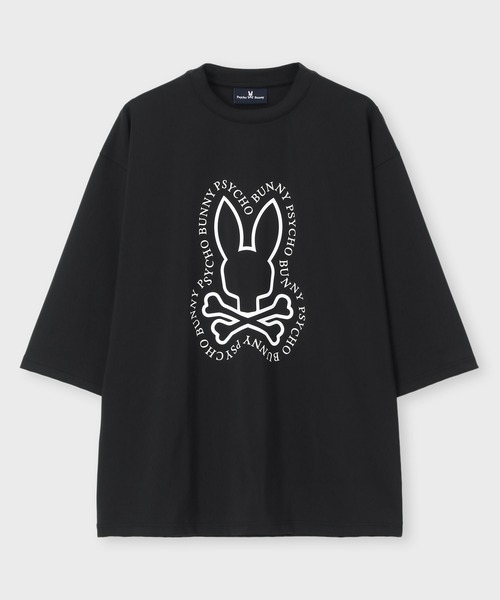 pyon._.p0yo　コラボ 限定 Tシャツ XL ブラック Psycho Bunny（サイコバニー） tシャツ 「限定店舗」タイポエンブレム