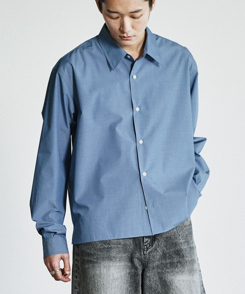 MICRO SPAN CROPPED SHIRT サックスブルー　サイズM WYM LIDNM シャツ MICRO SPAN CROPPED SHIRT メンズ レディース