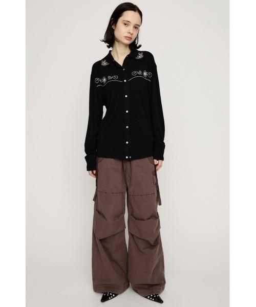 【美品】SLY タックワイドウーブンパンツ ライトブラック 2 SLY（スライ） スラックス パンツ TUCK WIDE WOVEN PT タックワイド