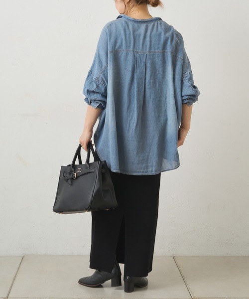 シアーデニムバンドカラーシャツ NOLLEY'S｜シアーデニムバンドカラーシャツ | Rakuten Fashion(楽天