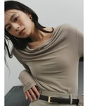 tシャツ アセテートギャザードレープカットトッ...の詳細画像2