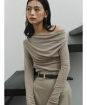 tシャツ アセテートギャザードレープカットトッ...の詳細画像3
