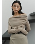 tシャツ アセテートギャザードレープカットトッ...の詳細画像4