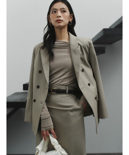 anuans（アニュアンス） tシャツ アセテートギャザードレープカット