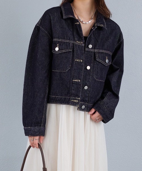 yori スカラップデニムショートジャケット　デニムジャケット　Gジャン murea デニムジャケット gジャン デニムショートジャケット レディース