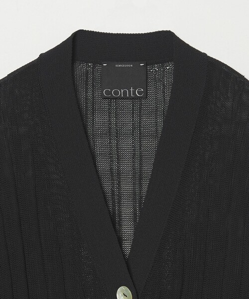 conte カーディガン 「conte」ワイドリブ Vネックカーディガン