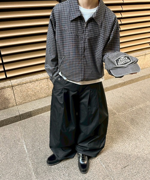 ジャケット・アウター check frill shirt blouson FEKETE kutir（クティール） ブルゾン アウター CROPPED STUDDED CHECKED