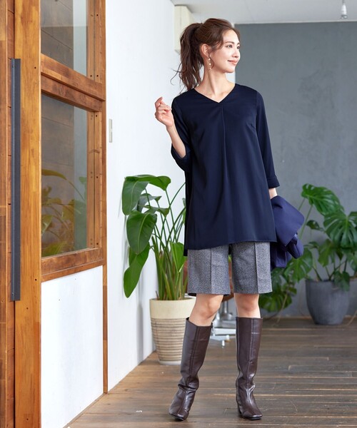 「Tiaclasse」 長袖ブラウス XX-LARGE ネイビー レディース_画像6