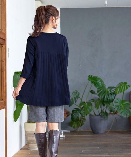 「Tiaclasse」 長袖ブラウス XX-LARGE ネイビー レディース_画像8