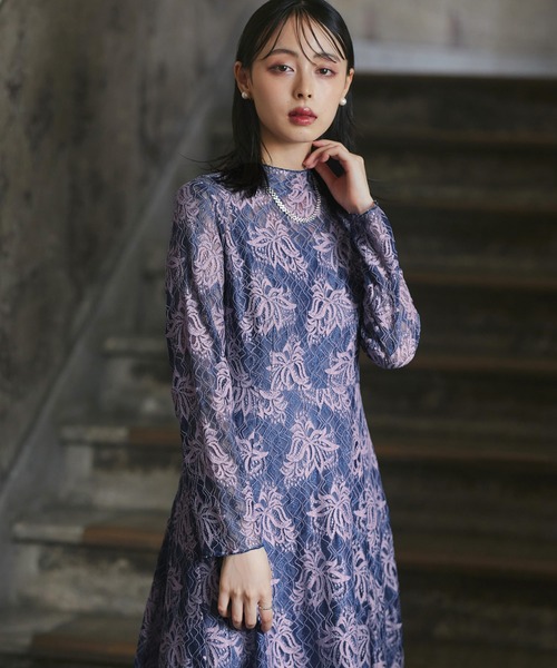 「RUIRUE BOUTIQUE」 長袖ワンピース M ブルー系その他 レディースの画像