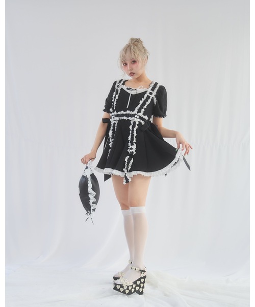 lilLilly（リルリリー） ワンピース バックリボンダイバーワンピース